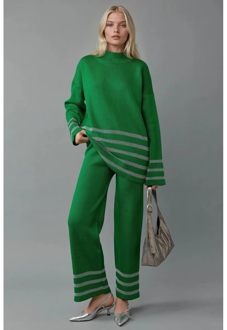 MyFashion Compleu dama - cu dungi - verde - tricot -