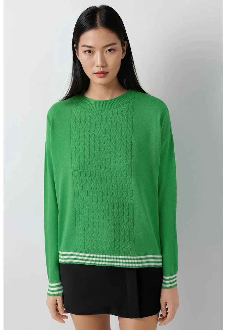 MyFashion Pulover dama - guler rotund - model impletit - verde - tricot - One Size
