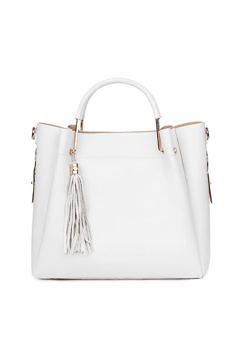 myOwn Geanta Fabiana din piele naturala pentru dama - Alb - 32x32cm