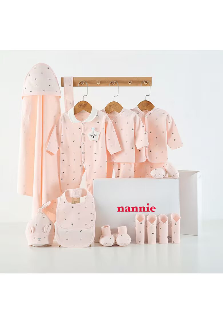 Nannie Set Hăinuțe Cadou Bebe Roz Little Baby - Roz