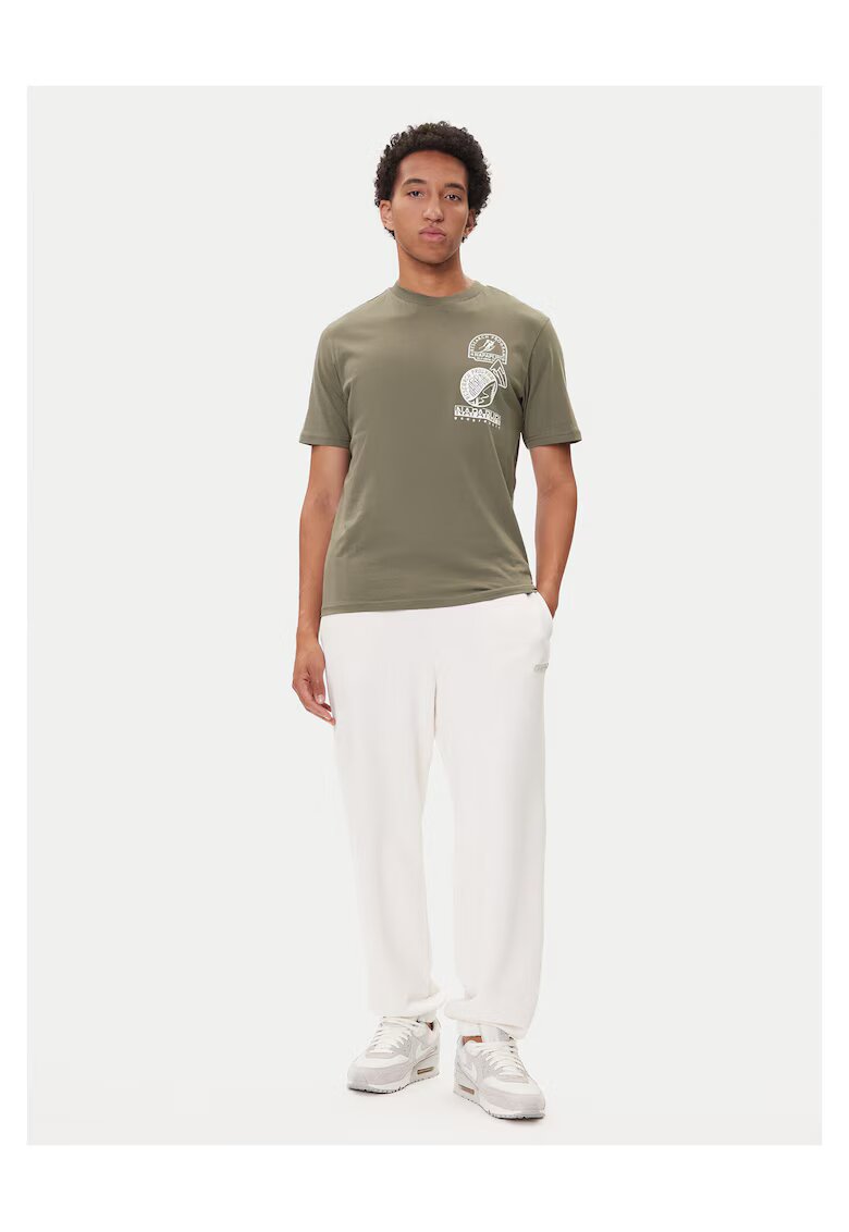 Napapijri Tricou barbati kaki - bumbac