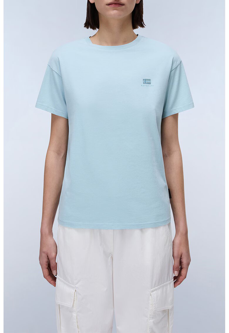 Napapijri Tricou de bumbac cu decolteu la baza gatului Nina - Albastru pastel