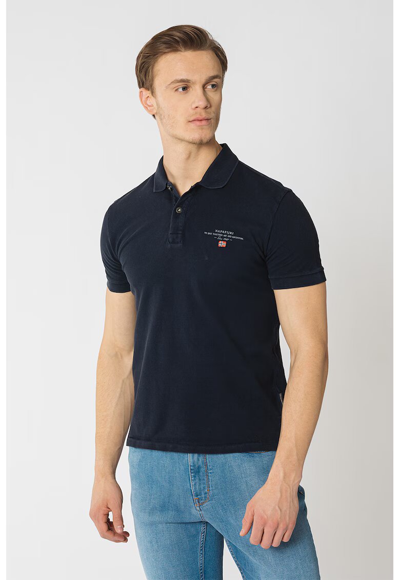 Napapijri Tricou polo de bumbac pique Elbas - Bleumarin