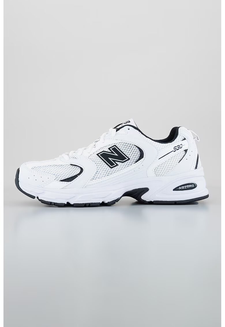 New Balance Pantofi sport de plasa cu logo - Alb/Negru
