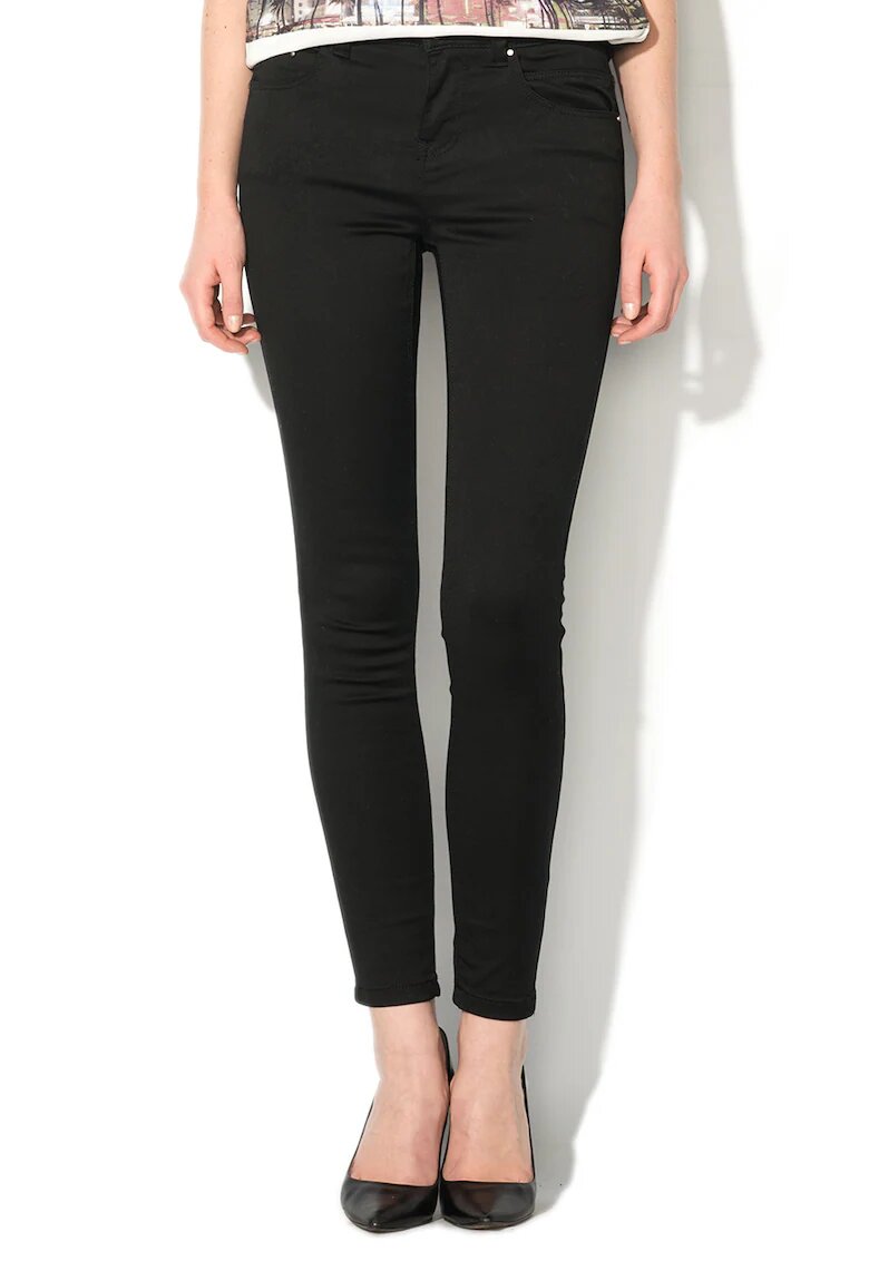 NEW LOOK Pantaloni negri super skinny cu fermoar