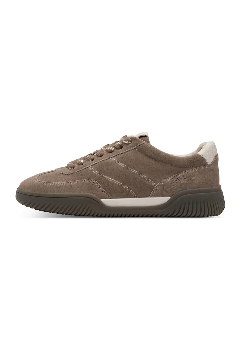 NEWD Pantofi sport low-cut din piele - Maro taupe/Bej deschis