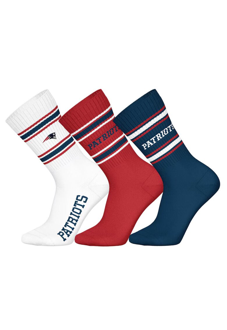 NFL Set de 3 perechi de sosete lungi cu model unisex - Rosu/Alb/Albastru inchis