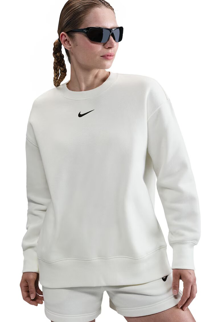 Nike Bluza de trening supradimensionata cu maneci cazute - Alb murdar