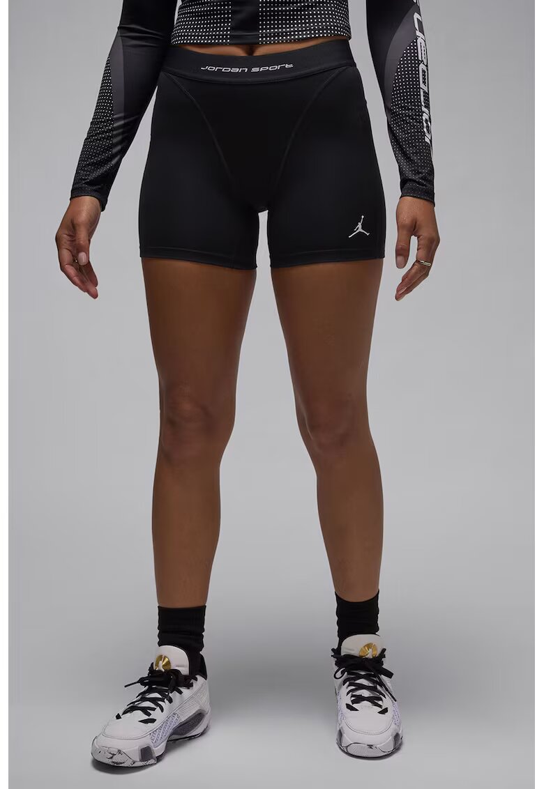 Nike Colanti scurti cu banda logo in talie pentru baschet - Alb/Negru