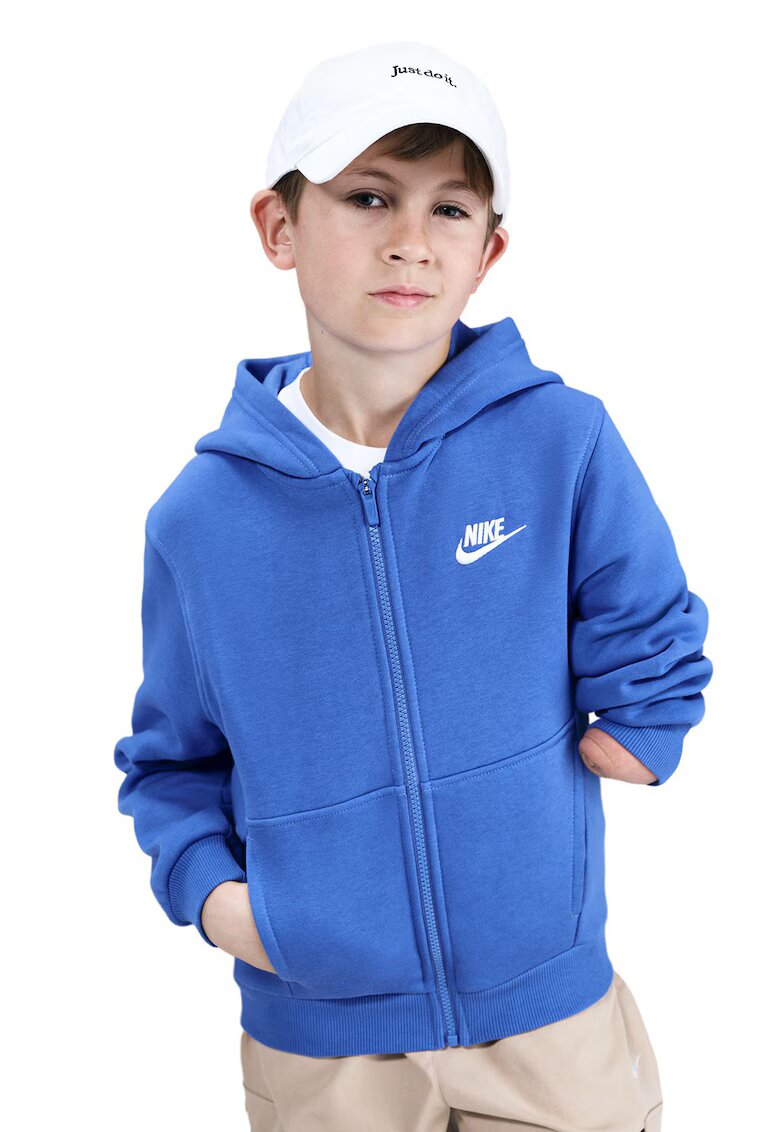 Nike Hanorac din amestec de bumbac cu fermoar Club - Albastru royal