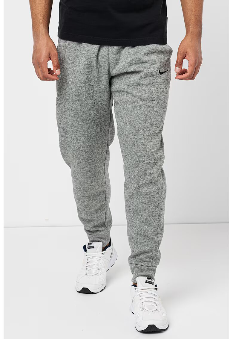 Nike Pantaloni conici cu logo - pentru fitness - Gri melange