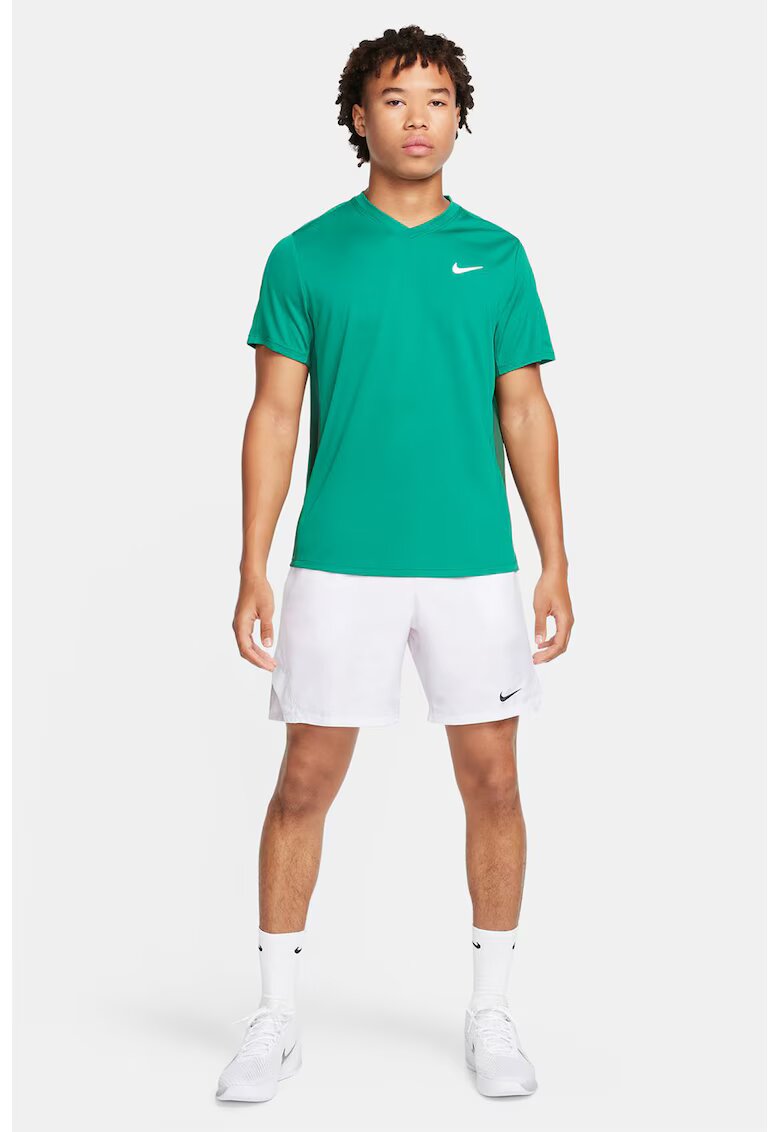 Nike Pantaloni scurti cu tehnologie Dri Fit pentru tenis Court Victory - Negru/Alb optic