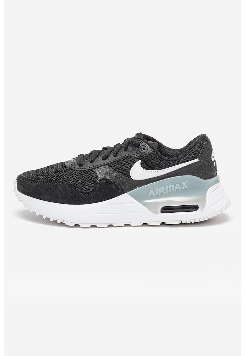 Nike Pantofi sport cu garnituri de plasa si piele intoarsa Air Max Systm - Alb/Negru