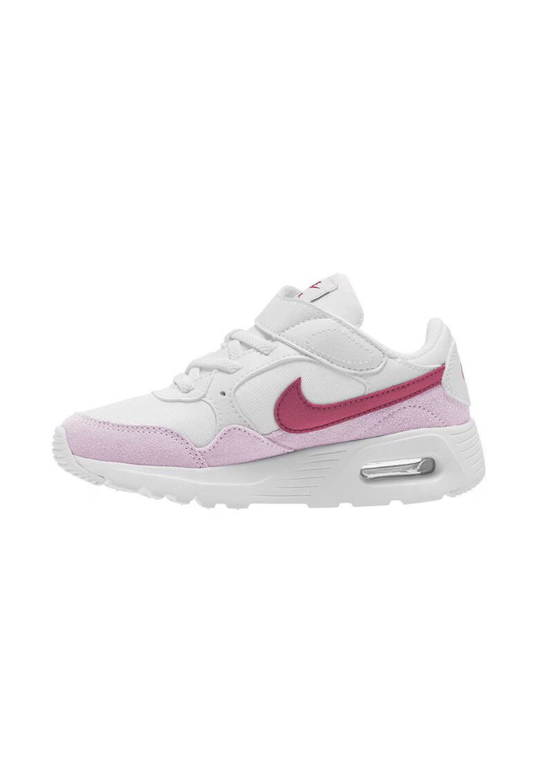 Nike Pantofi sport cu piele si velcro Air Max SC - Alb/Roz zmeuriu/Roz pastel