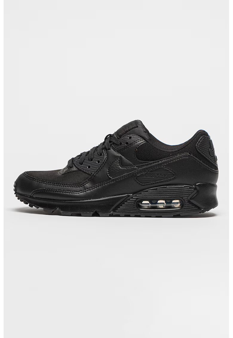 Nike Pantofi sport din piele ecologica cu garnituri din material textil Air Max 90 - Negru