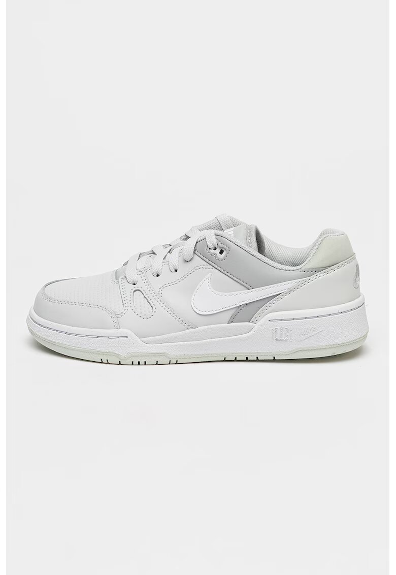 Nike Pantofi sport low-cut din piele si piele ecologica Full Force - Gri deschis/Alb optic