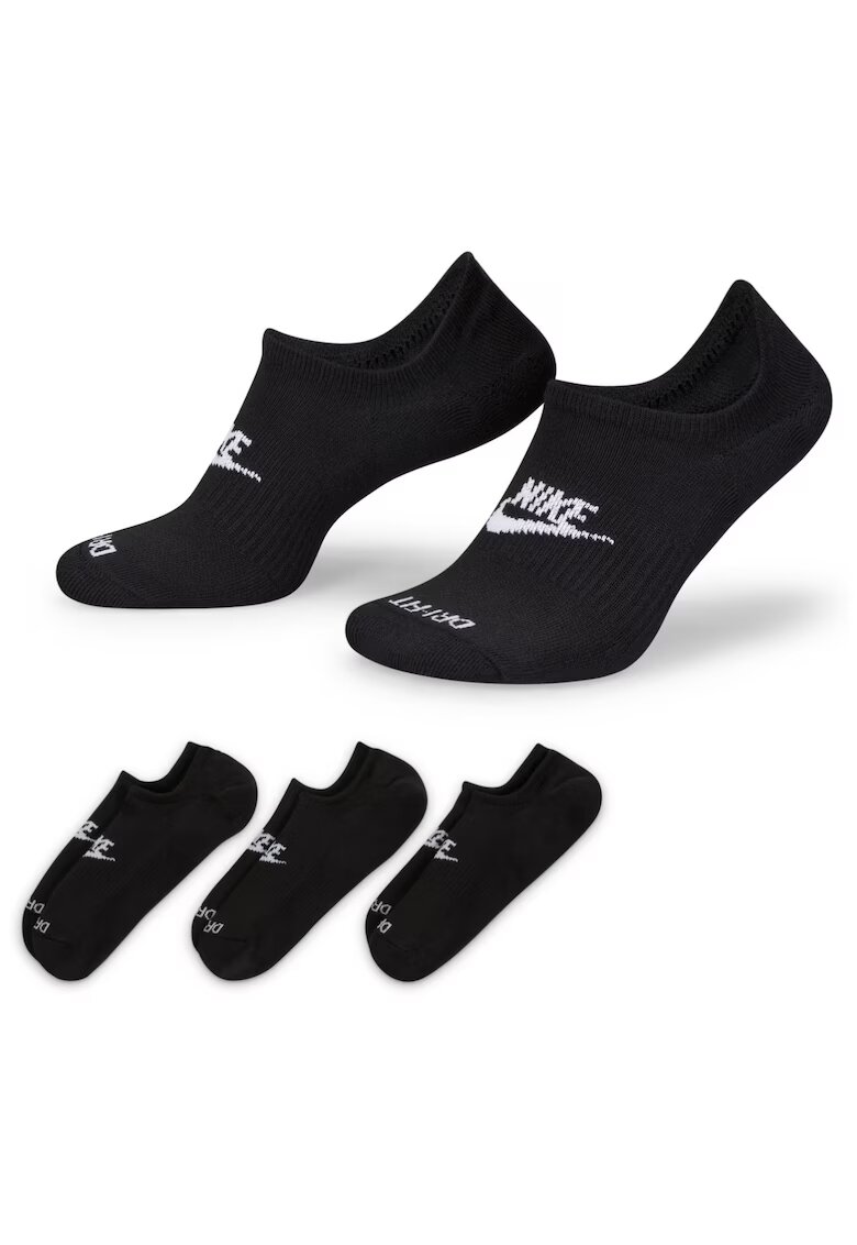 Nike Set de sosete foarte scurte unisex cu tehnologie Dri-Fit Everyday Plus Cushioned - 3 perechi - Negru