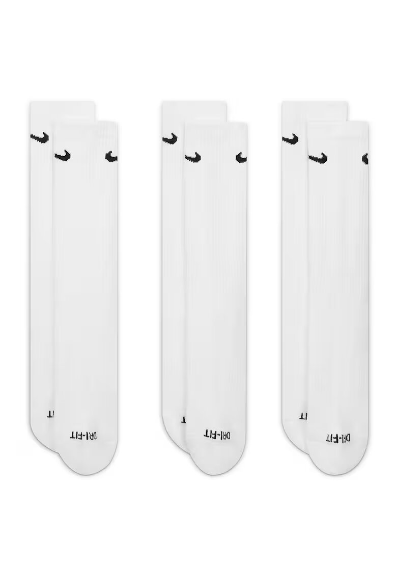 Nike Set de sosete unisex pentru fitness Everyday Plus - 3 perechi - Alb optic