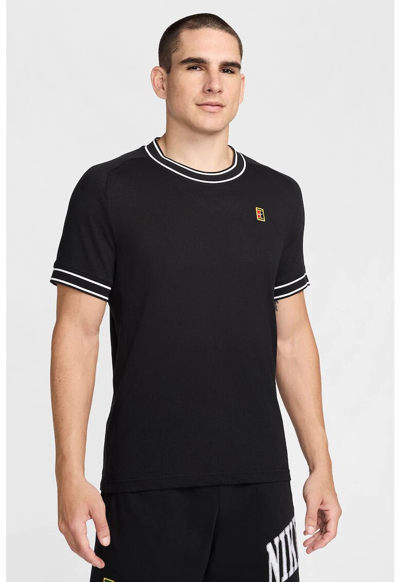 Nike Tricou cu decolteu la baza gatului pentru tenis - Alb/Negru