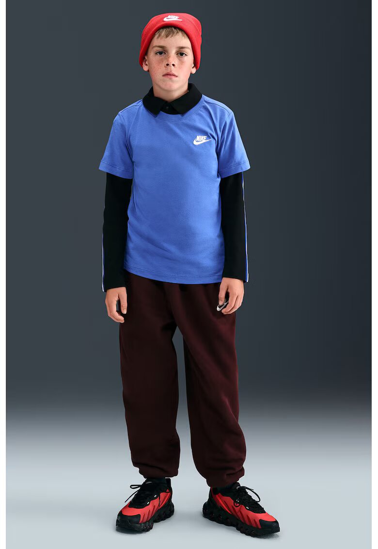 Nike Tricou din bumbac cu decolteu la baza gatului Futura - Albastru deschis