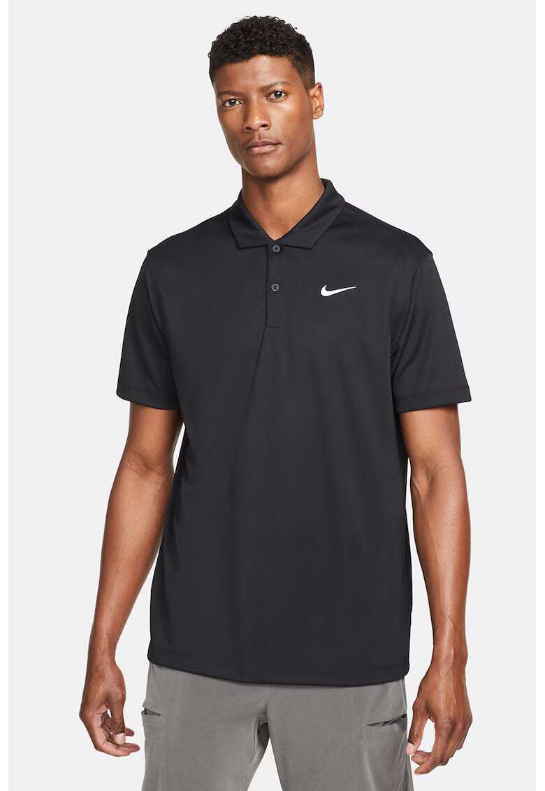 Nike Tricou polo cu tehnologie Dri-Fit si imprimeu logo pentru tenis - Negru
