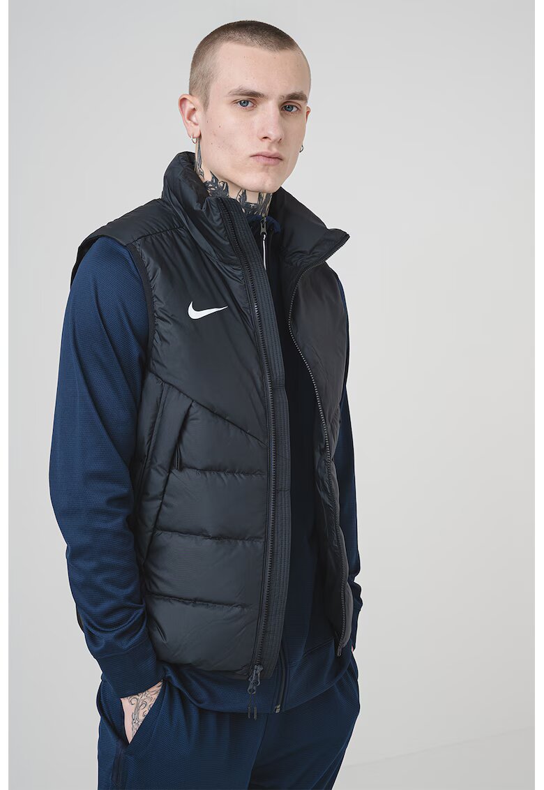 Nike Vesta matlasata cu puf si logo - Negru stins/Alb optic