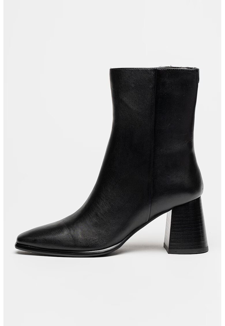 NINE WEST Botine din piele cu toc masiv - Negru