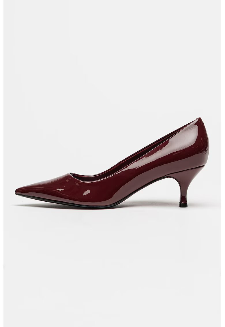 NINE WEST Pantofi din piele ecologica lacuita cu toc kitten - Visiniu