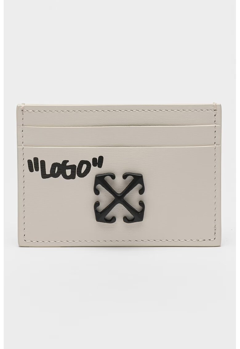 OFF-WHITE Portcart de piele cu logo Jitney - Bej