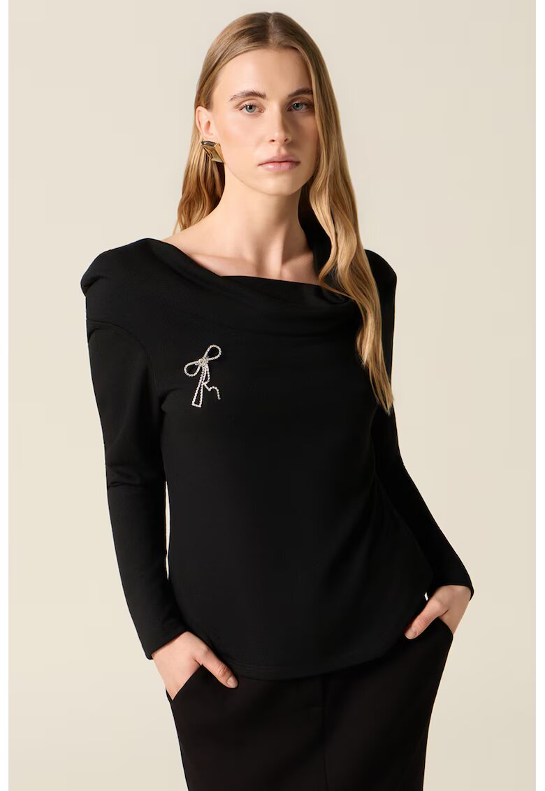 Oltre Bluza uni cu brosa - Negru