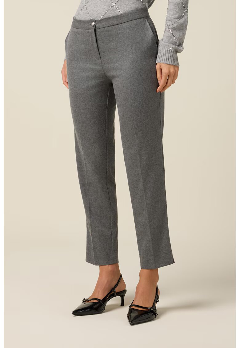 Oltre Pantaloni crop cu detalii cu pensa - Gri deschis