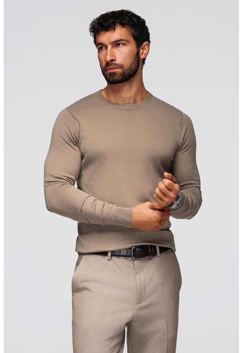 OMBRE Bluza uni cu decolteu la baza gatului - Maro taupe