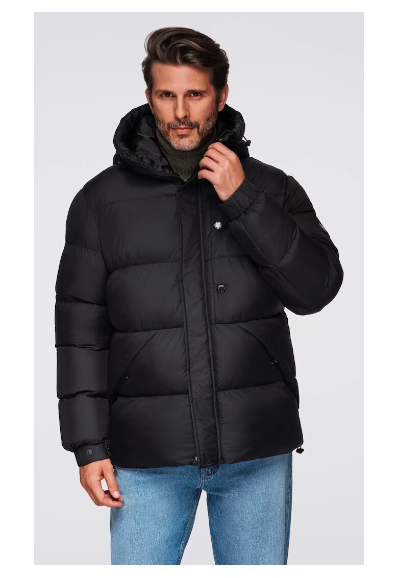 OMBRE Geacă matlasată cu glugă cu închidere înaltă OM-JAHP-0238 - Negru