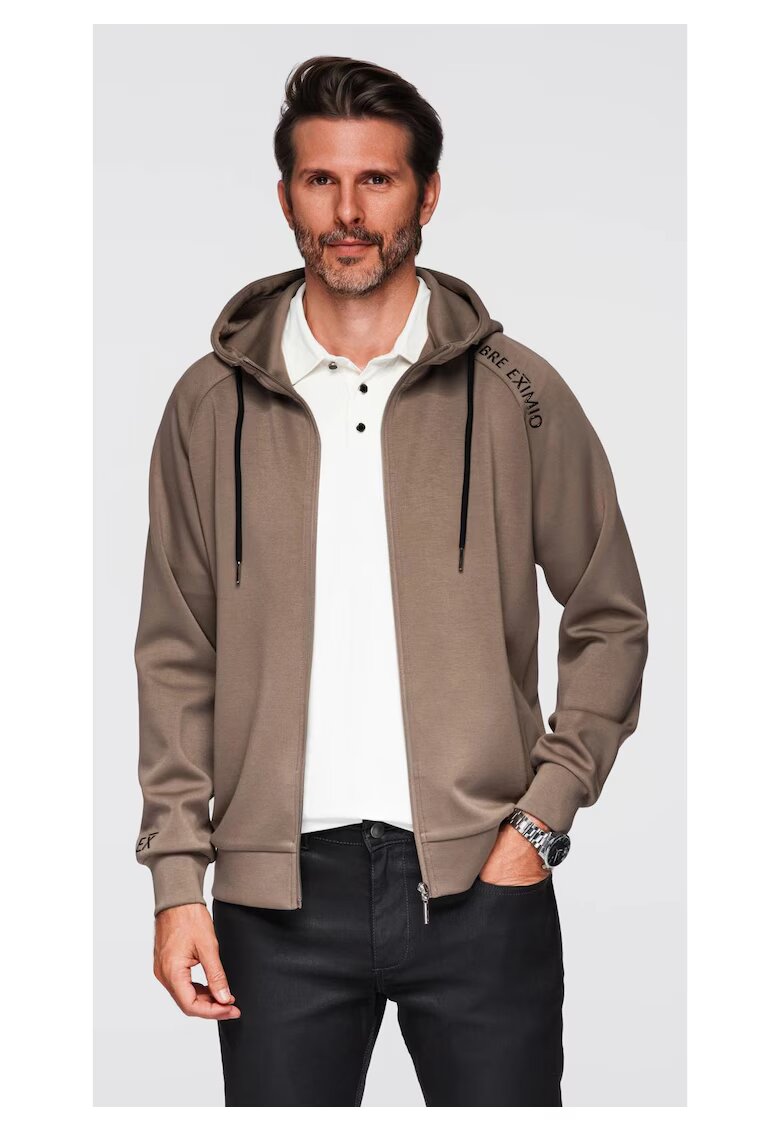 OMBRE Hanorac cu guler inalt si gluga OM-SSZP-0216 - Maro