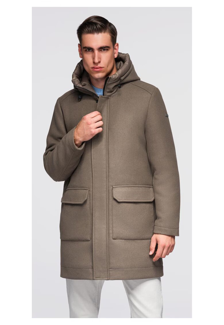 OMBRE Palton parka din lana cu gluga OM-COWC-0132 - Maro - Maro