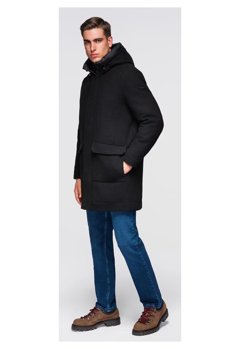 OMBRE Palton parka din lana cu gluga OM-COWC-0132 - Negru