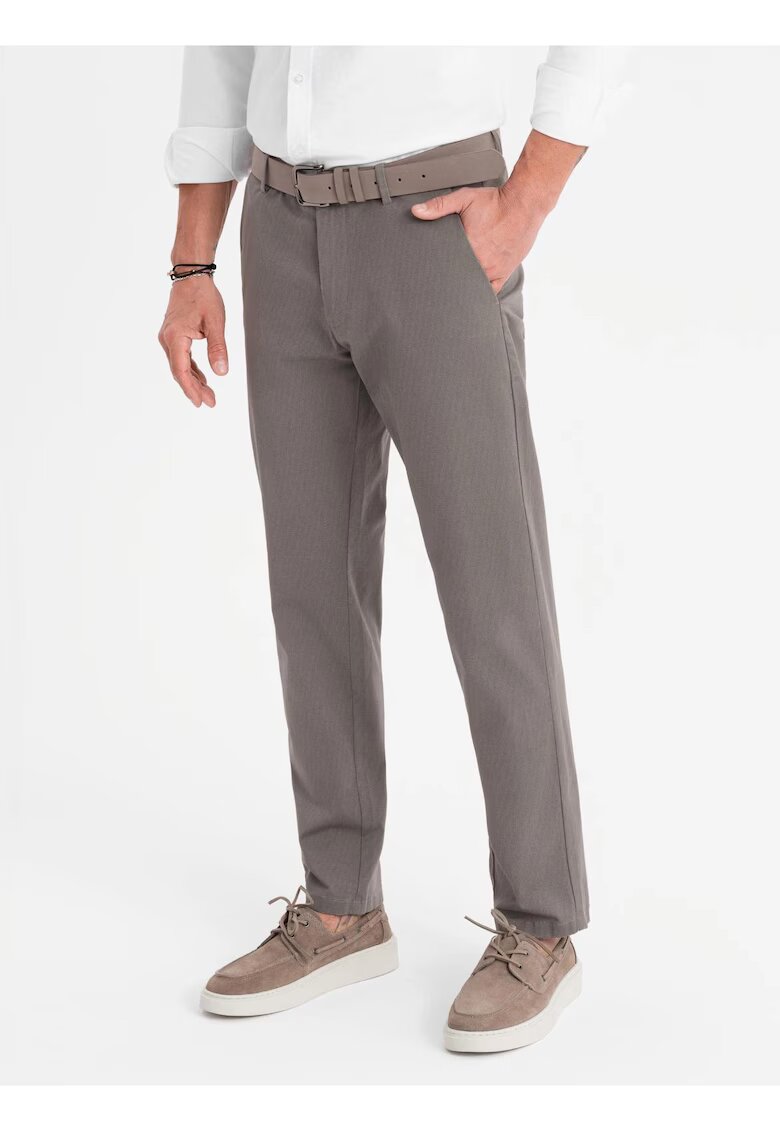 OMBRE Pantaloni chino REGULAR FIT cu textura delicata OM-PACP-0184 - Gri
