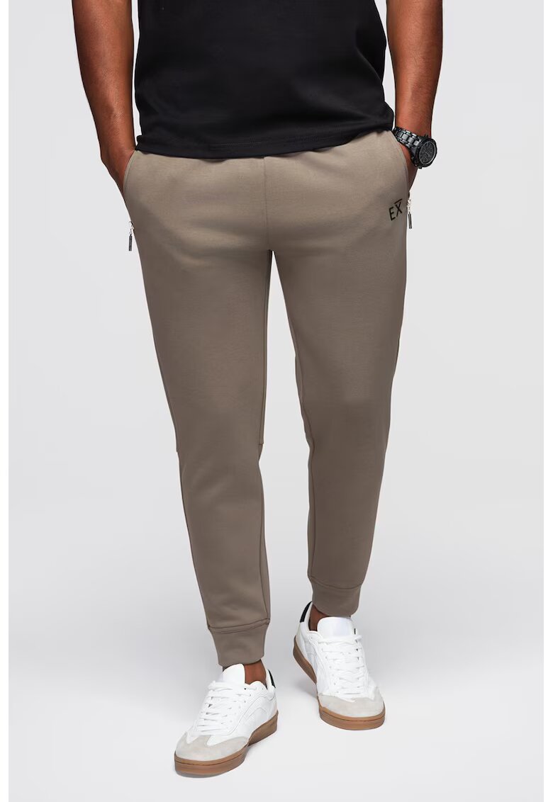 OMBRE Pantaloni de trening cu buzunare cu fermoar - Maro taupe