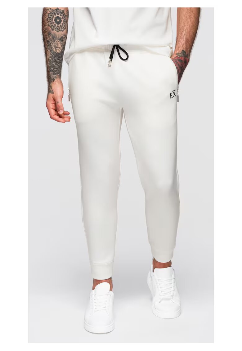 OMBRE Pantaloni de trening cu picioare elastice OM-PASK-0223 - Alb