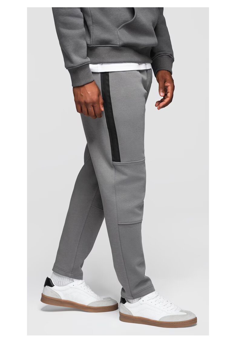 OMBRE Pantaloni de trening cu picior drept si detalii elastice OM-PASK-0281 - Gri