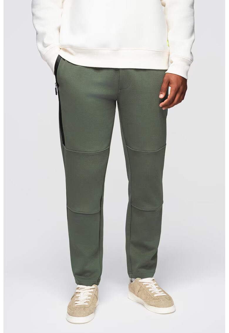 OMBRE Pantaloni de trening din amestec de bumbac cu snur de ajustare - Kaki pal
