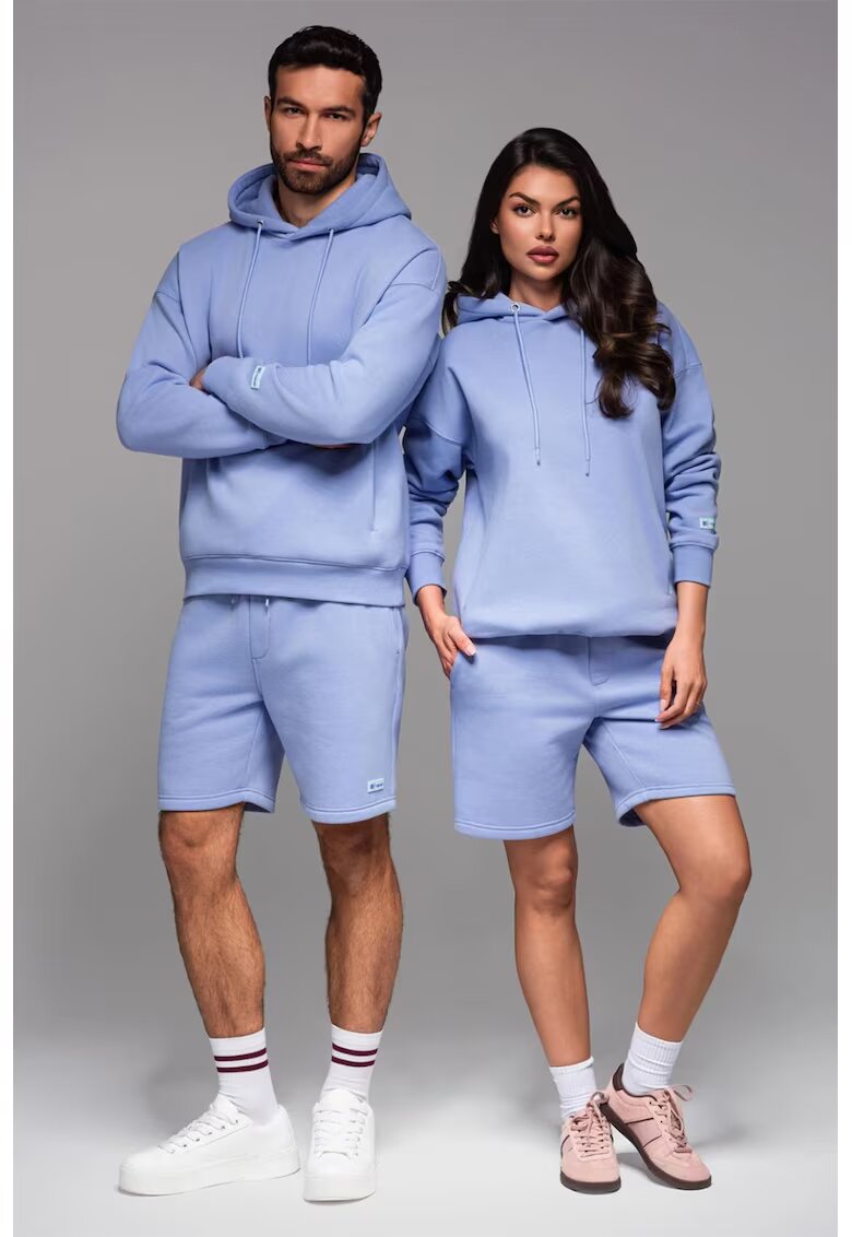 OMBRE Pantaloni de trening scurti unisex - Albastru lavanda