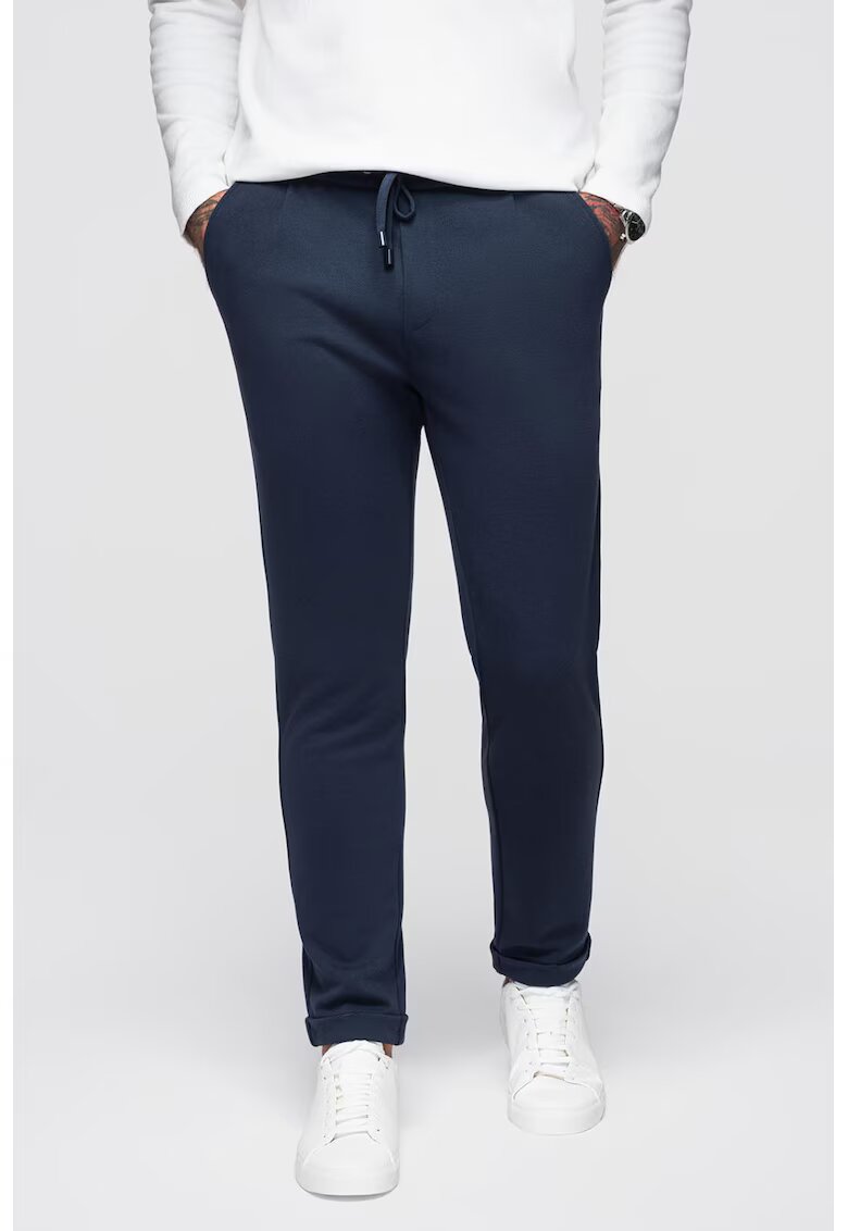OMBRE Pantaloni regular fit cu model uni - Bleumarin
