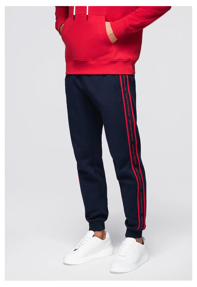 OMBRE Pantaloni sport jogger cu dungi OM-PASK-0284 - Albastru inchis