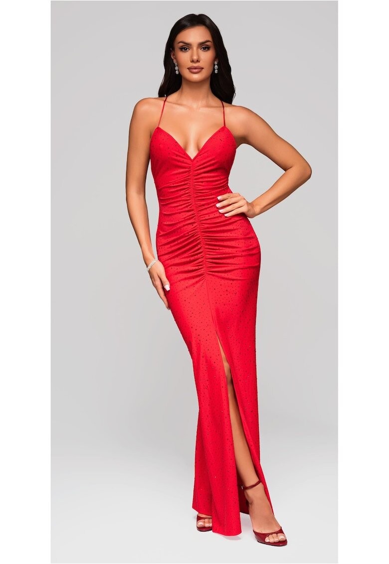 OMBRE Rochie de seara Maxi LARICA LA-OM-DLR200 - Nude - XL - Rosu