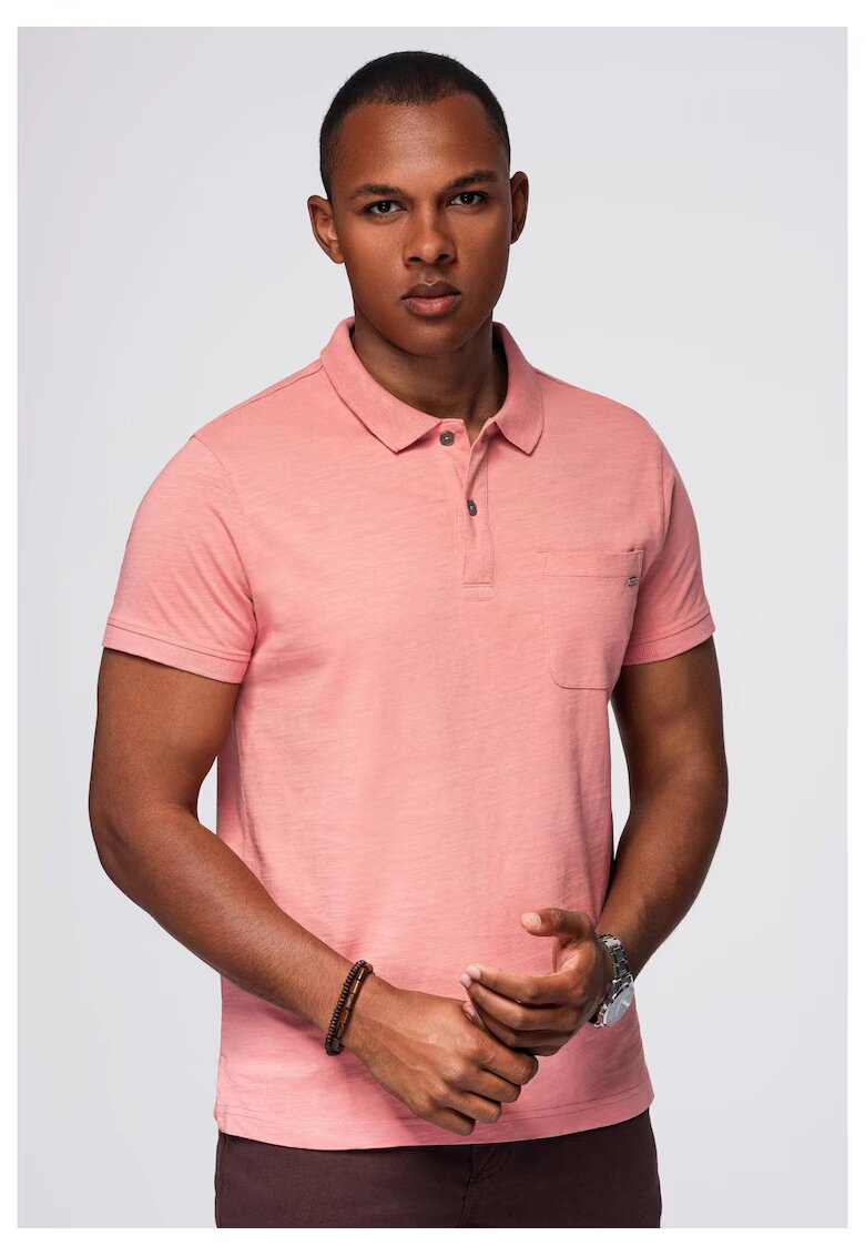 OMBRE Tricou polo clasic din tricot de bumbac OM-POWS-0142 - Roz