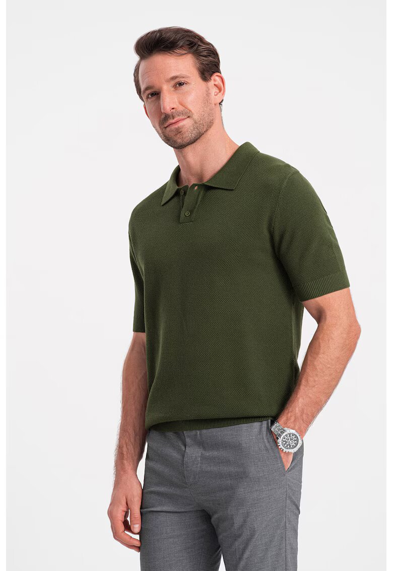 OMBRE Tricou polo din bumbac pique 2 - Kaki