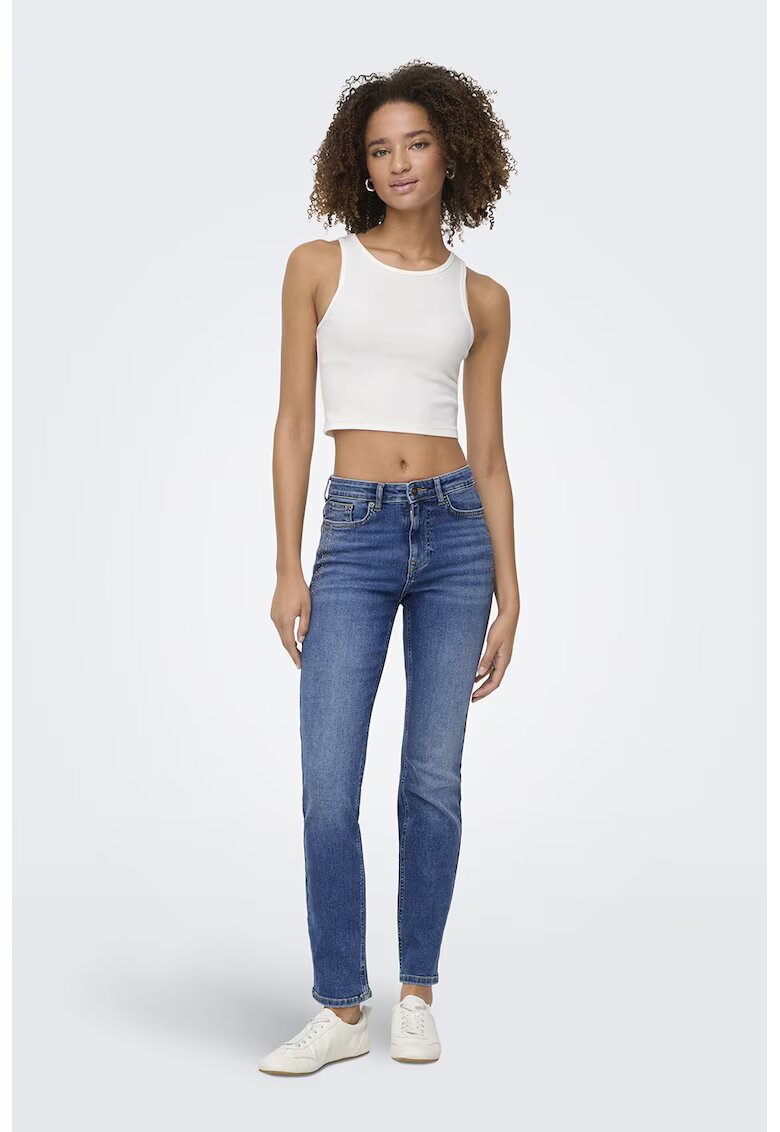 Only Blugi slim fit cu strasuri - Albastru deschis