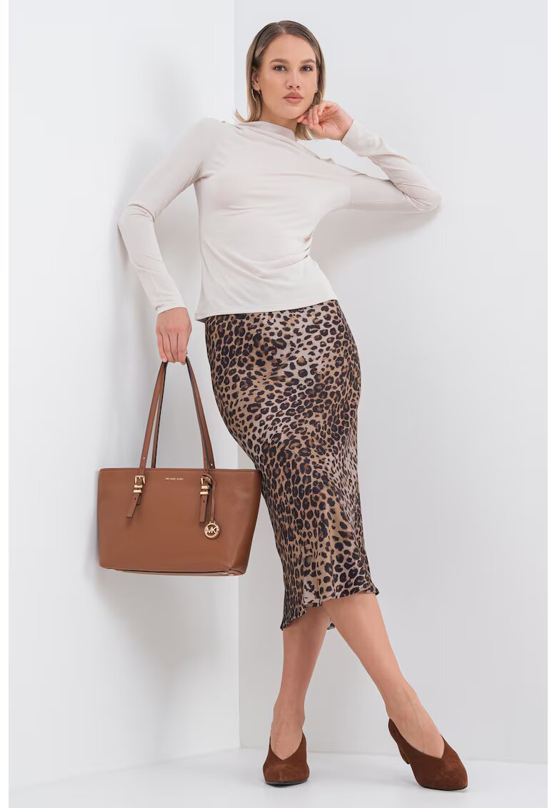 Only Bluza din amestec de modal cu guler drapat - Bej deschis