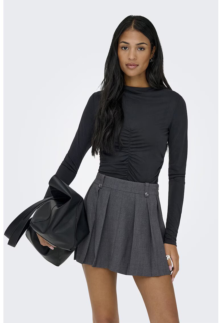 Only Bluza slim-fit cu insertie elastica - Negru